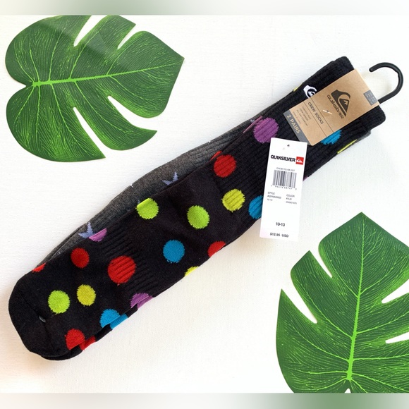 🧦QUIKSILVER 2 Pair Crew Socks 🧦 - Picture 2 of 9